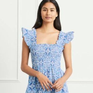 Hill House Ellie Nap Dress in Mosaic Blue Poplin Size Large